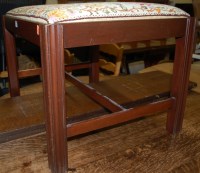 Lot 1252 - A mahogany stool, having tapestry upholstered...