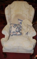 Lot 1288 - A George II style wingback open armchair in...