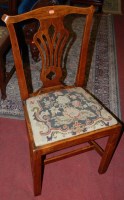 Lot 1293 - A pair of George III oak dining chairs each...