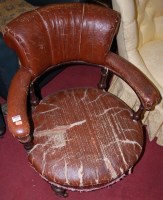 Lot 1313 - A Vcitorian mahogany framed desk chair...