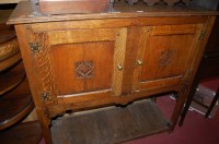 Lot 1168 - A 17th century style joined oak double door...