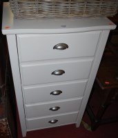 Lot 1150 - A reproduction white painted serpentine chest...