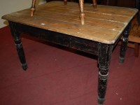 Lot 1358 - A Victorian pine kitchen table the scrubbed...