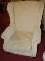 Lot 1304 - A pair of modern beech framed and cream...