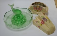 Lot 10 - A mid 20th century green moulded glass table...