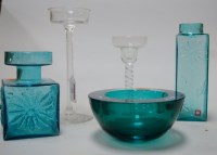 Lot 20 - A Dartington Marguerite blue glass squat vase...