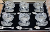 Lot 76 - A cased set of six George VI cut glass...