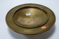 Lot 87 - An Arts & Crafts brass tazza having engraved...