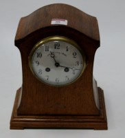 Lot 88 - An Edwardian oak and boxwood strung mantel...