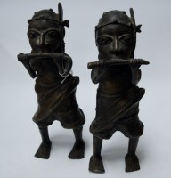 Lot 91 - A pair of Benin(?) bronze figures, each in the...