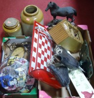 Lot 127 - Three boxes of miscellaneous items, to include;...