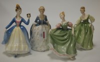 Lot 153 - Four Royal Doulton figurines, to include; Fair...