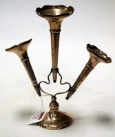 Lot 174 - A George V silver three-trumpet epergne, on...