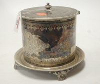 Lot 184 - A late Victorian silver plated biscuit barrel...