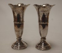Lot 204 - A pair of modern silver trumpet shaped spill...