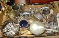 Lot 226 - A box of miscellaneous metalware to include;...