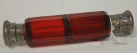 Lot 264 - A late Victorian ruby faceted glass double...
