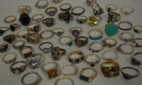 Lot 285 - A ladies silver and aquamarine set dress ring...