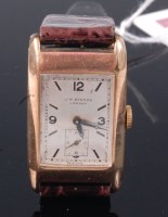 Lot 314 - A Benson 9ct gold cased Tank watch, having...