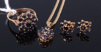 Lot 318 - A 9ct gold and blue sapphire set suite of...