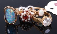 Lot 335 - A 9ct gold opal set dress ring; together with...