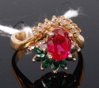 Lot 338 - An 18ct gold dress ring, set with a large oval...