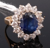 Lot 339 - A 9ct gold, synthetic sapphire and cz set...