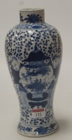 Lot 132 - A Chinese export stoneware blue and white vase,...