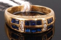 Lot 356 - An 18ct gold, sapphire and diamond ring,...