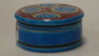 Lot 148 - A Longwy pottery powder jar and cover, on a...