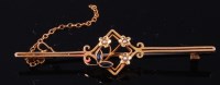 Lot 373 - A ladies 9ct gold, seed pearl and sapphire set...