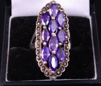Lot 378 - A ladies silver, amethyst and marcasite set...