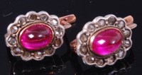 Lot 393 - A pair of ladies Russian 14ct gold, ruby and...