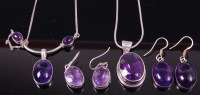Lot 398 - A ladies silver and amethyst set droplink...