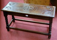 Lot 1421 - An early 20th century line carved oak twin...