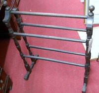 Lot 1186 - A stained and turned towel rail, together with...