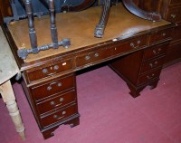 Lot 1188 - A reproduction mahogany and gilt tooled tan...