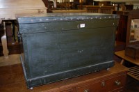 Lot 1189 - A black painted hardwood hinge top tool chest,...