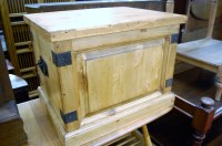 Lot 1192 - A contemporary pine and metal bound hinge top...