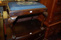 Lot 1208 - A Georgian style joined walnut dressing stool,...