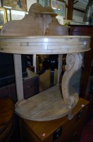 Lot 1218 - A pine demi-lune two-tier wash stand, width 89cm