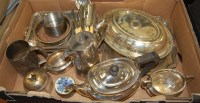 Lot 222 - A box of miscellaneous silver plated wares to...