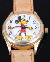 Lot 341 - A gilt metal cased Mickey Mouse wrist watch,...