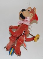 Lot 360 - A childs soft toy cat on tinplate tricycle