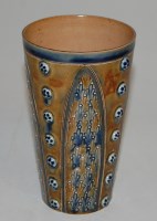 Lot 190 - A Doulton Lambeth stoneware beaker of conical...