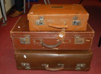 Lot 229 - An early 20th century leather clad travel case;...