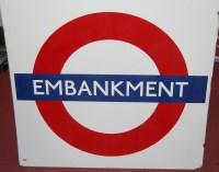 Lot 431 - A large enamelled London Underground sign for...