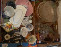 Lot 452 - Two boxes of miscellaneous china and glassware...