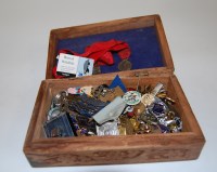 Lot 278 - An Indian carved softwood box and contents to...