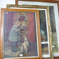 Lot 1012 - Birds eye maple framed Pears print, and two...